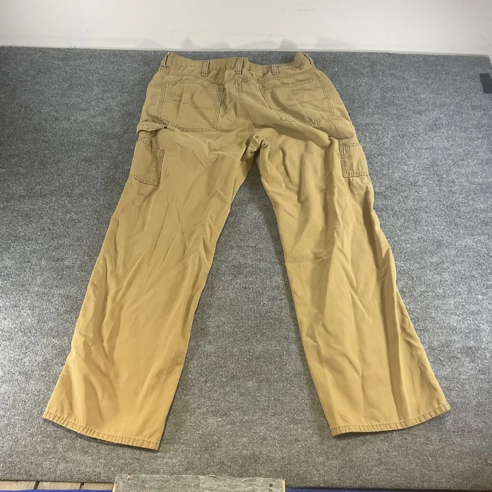 Faded Glory Carpenter Pants Mens 38x34 Khaki Relaxed Fit Utility Work Cotton